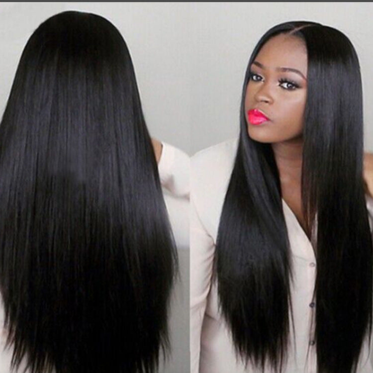 Black long straight hair wig cover
