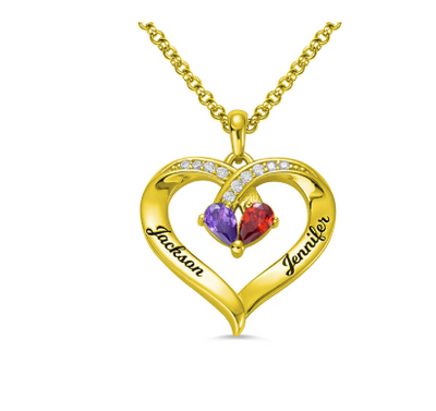 Gemstone necklace female heart-shaped couple custom lettering pendant gift
