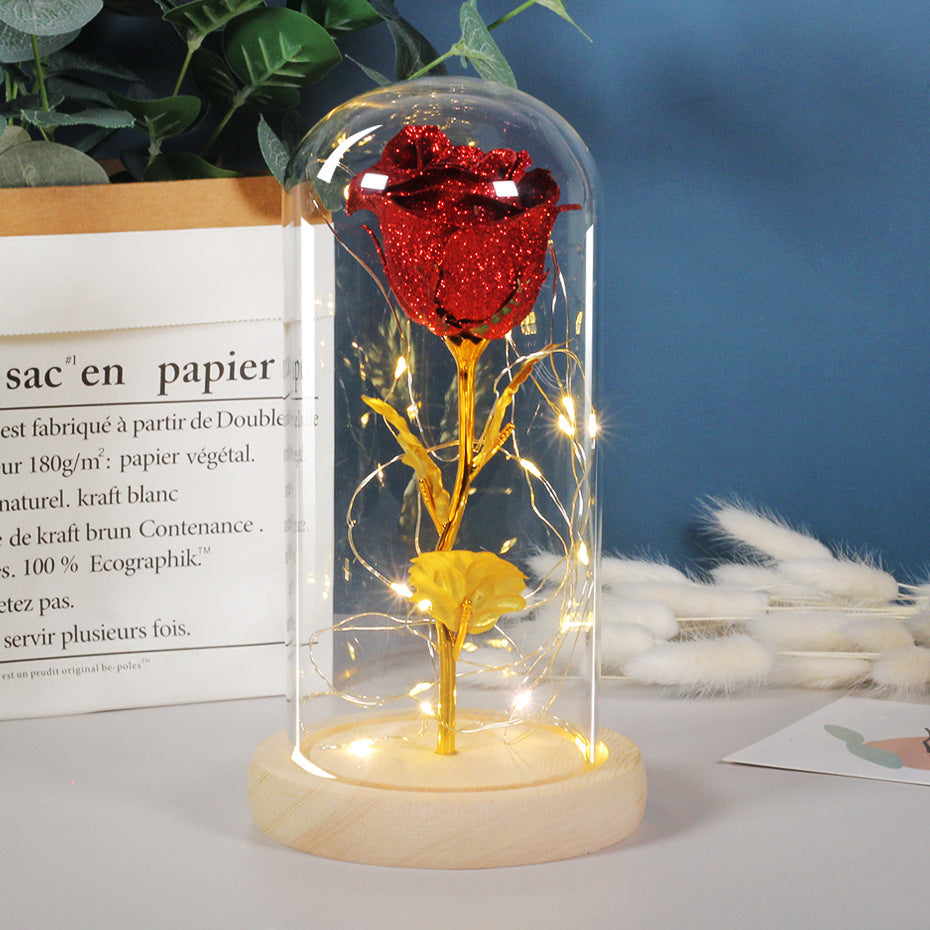 Mothers Day Gift Enchanted Forever Rose Flower In Glass LED
