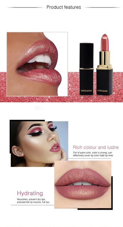 Shiny Metallic Lipstick Pearlescent Color Temperature Change