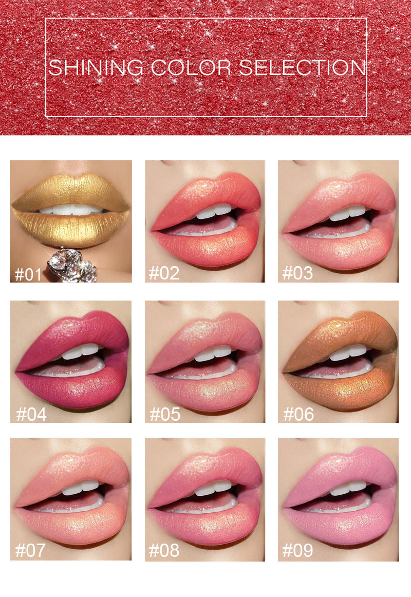 Shiny Metallic Lipstick Pearlescent Color Temperature Change