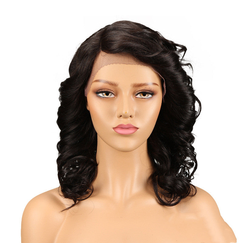 Real Hair Headgear Women Hair Stitch Lace Wig Long Curly Hair