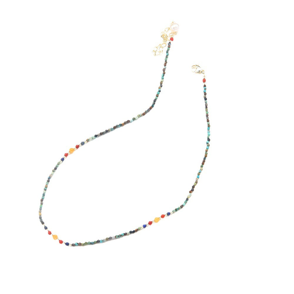 New Cute Simple Broken Silver Necklace Natural Pearl Pendant Colourful