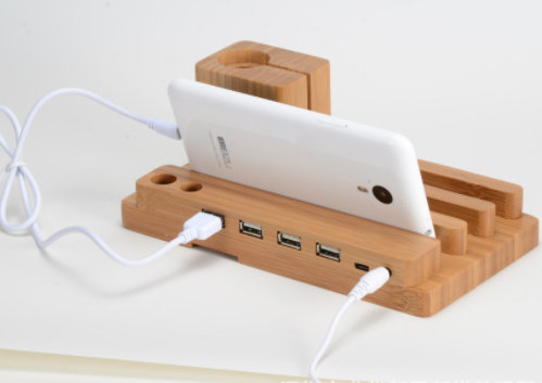 Compatible with Apple , Bamboo, wood andMobile applewatch bracket charging wooden bracket multi-function flat cell phone base