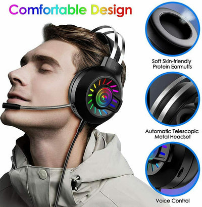 3.5mm Gaming Headset With Mic Headphone For PC Laptop Mac Nintendo PS4 Xbox One