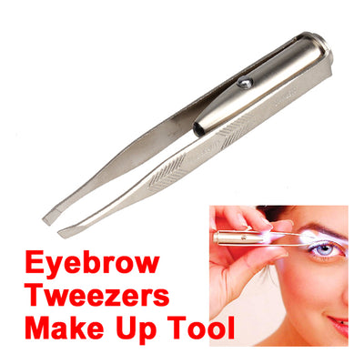 Make Up Tool LED Light Eyelash Eyebrow Hair Removal Tweezer Stainless Steel YF2021