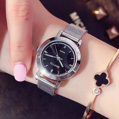 GIMTO Brand Women Quartz Silver Watch Metal Bracelet Wrist Watches
