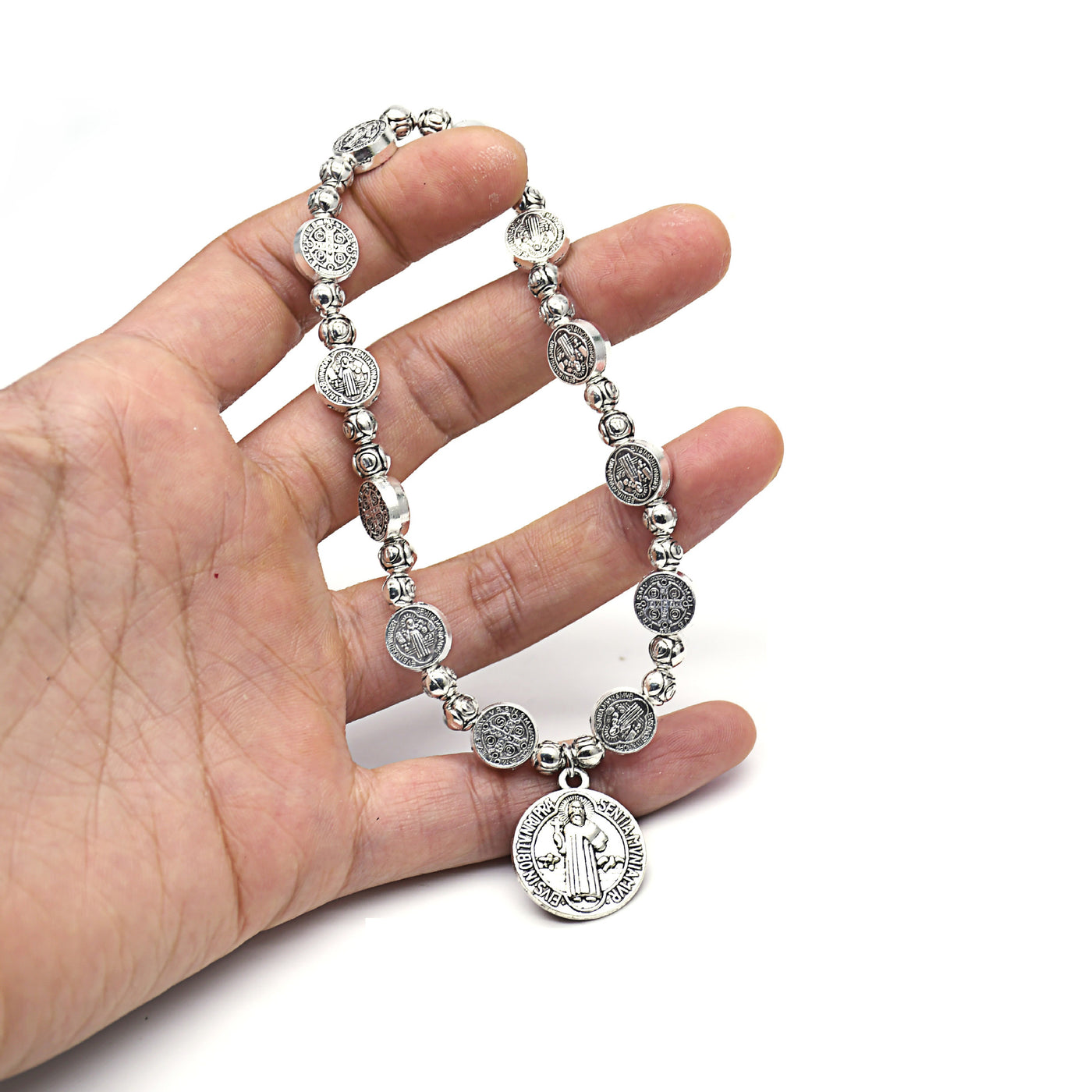 Metal Rose Bead Vatican Cross Bead Bead Bead Bracelet