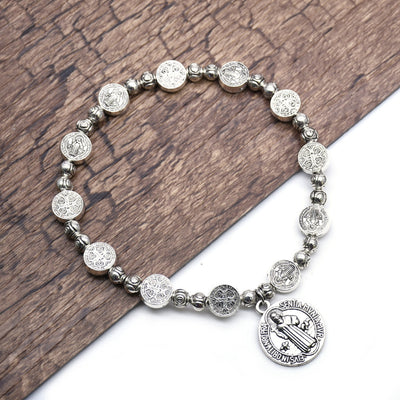 Metal Rose Bead Vatican Cross Bead Bead Bead Bracelet