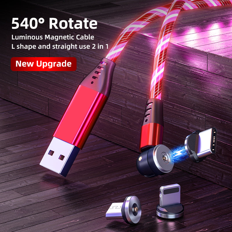 540 Rotate Luminous Magnetic Cable 3A Fast Charging