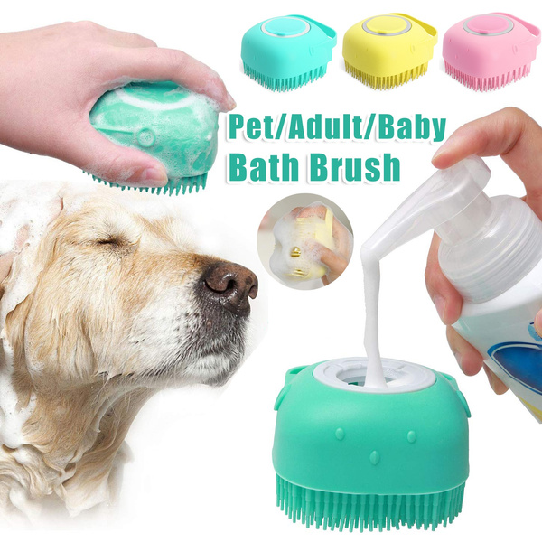 Silicone Dog Bath Massage Gloves Brush Pet Cat Bathroom Cleaning