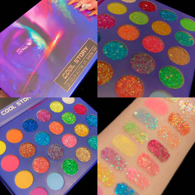 24 Color Luminous Eye Shadow Plate Beads Matte Fluorescent