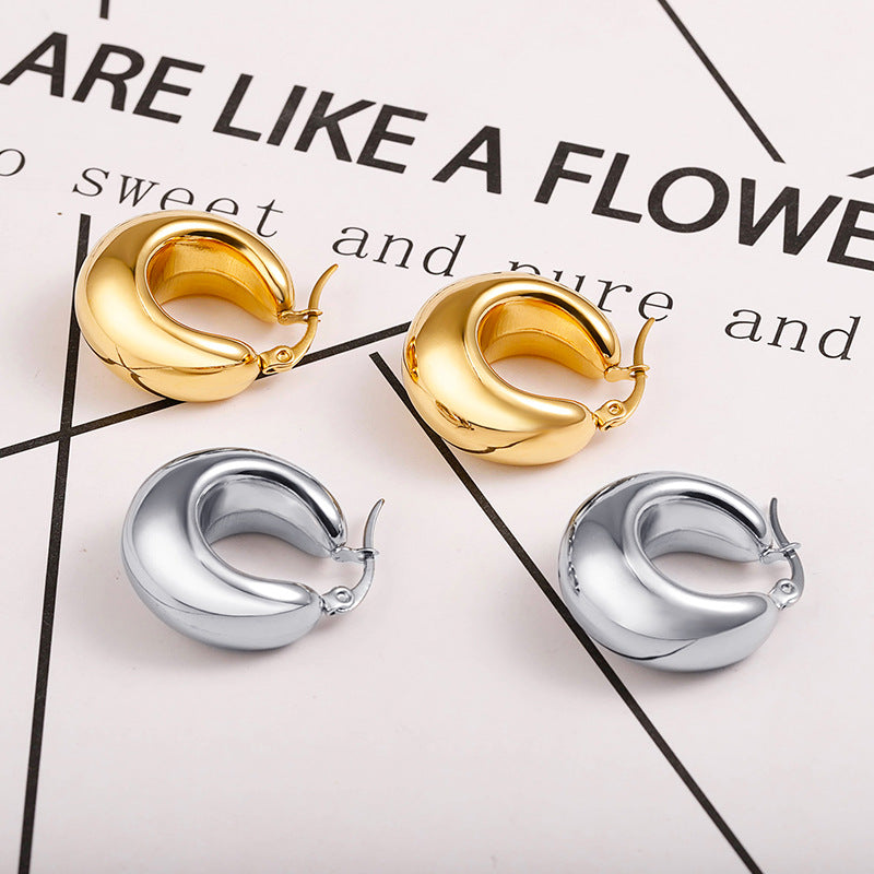 Stainless Steel Circle Short Paragraph Hollow Heart Earrings Men And Women