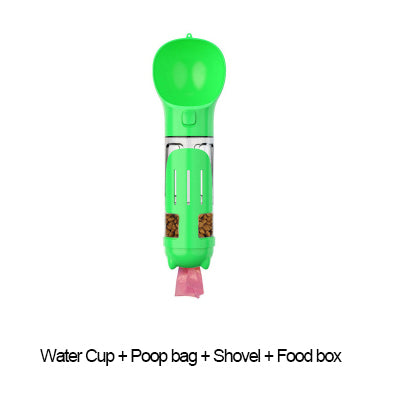 Portable Cat Dog Water Bottle Food Feeder Drinker Poop Dispenser 3 In 1 Leak-proof Multifunctional Dog Water Bottle