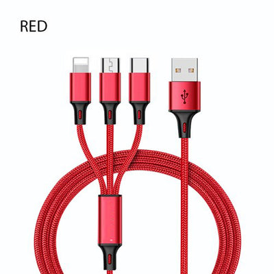 3 In 1 USB Cable For IPhone XS Max XR X 8 7 Charging Charger