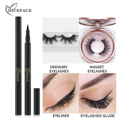 3 In 1 Self-adhesive Magnetic Liquid Eyeliner Pen for Ordinary / Magnetic False Eyelashes Makeup Black Eye Liner Glue Cosmetics