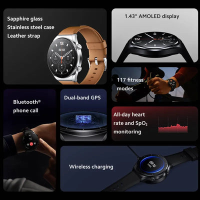 New Global Version Xiaomi Watch S1 Smartwatch 1.43" AMOLED Display Heart Rate Blood Oxygen Wireless Charging Dual-band GPS Watch