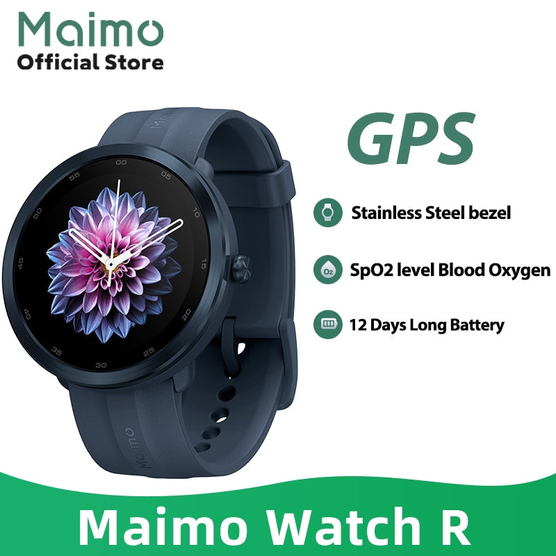 Global Version Maimo Watch R GPS Smartwatch Blood Oxygen 1.3" Display Stainless Steel bezel Heart Rate 12 Days Battery Men Watch