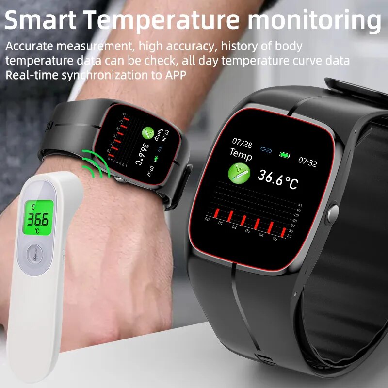 P20 Smart Watch Air Pump Sphygmomanometer Medical Grade Heart Rate Thermometer Airbag Wristband Android IOS Elderly Health Watch
