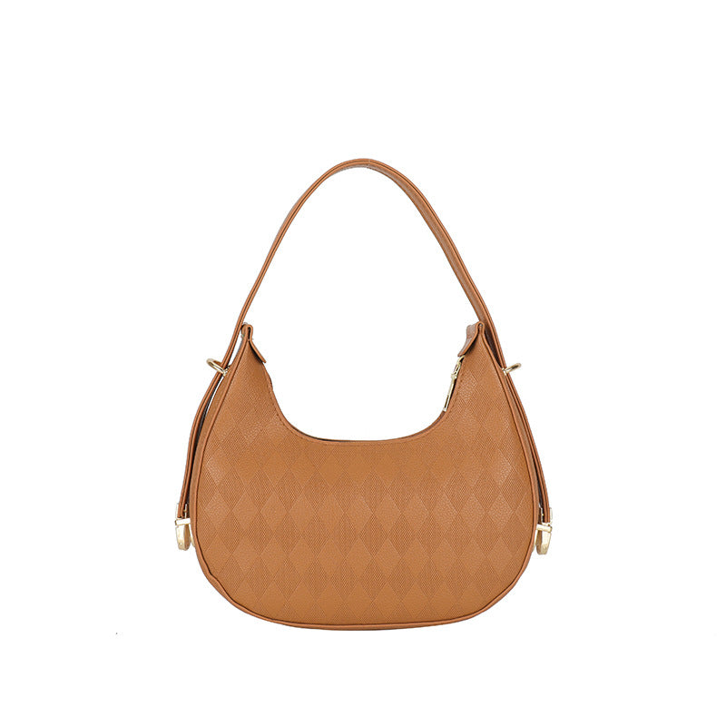 French Underarm Bag Elegant Small Shoulder Rhombus Pattern Handbag Women