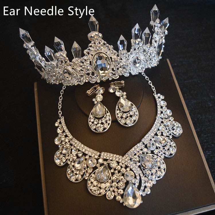 Bridal Headdress Flowers Wedding Hair Accessories Accessories Crown Necklace Earrings Three-piece Set Wedding Accessories