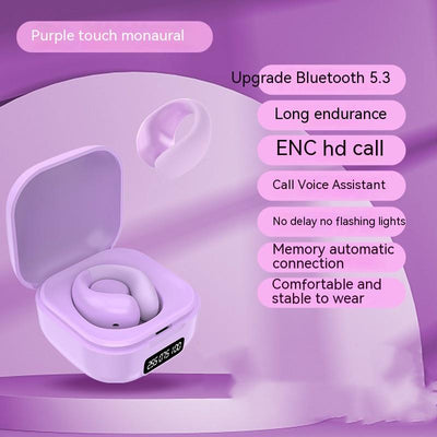 Private LED Digital Display Earclip Bluetooth Earphones