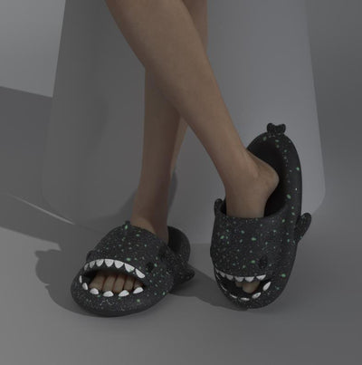 Shark Slippers With Starry Night Light Design Bathroom Slippers Couple House Shoes For Women