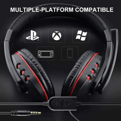 Pro Gamer Headset For PS4 PlayStation 4 Xbox One & PC Computer Red Headphones