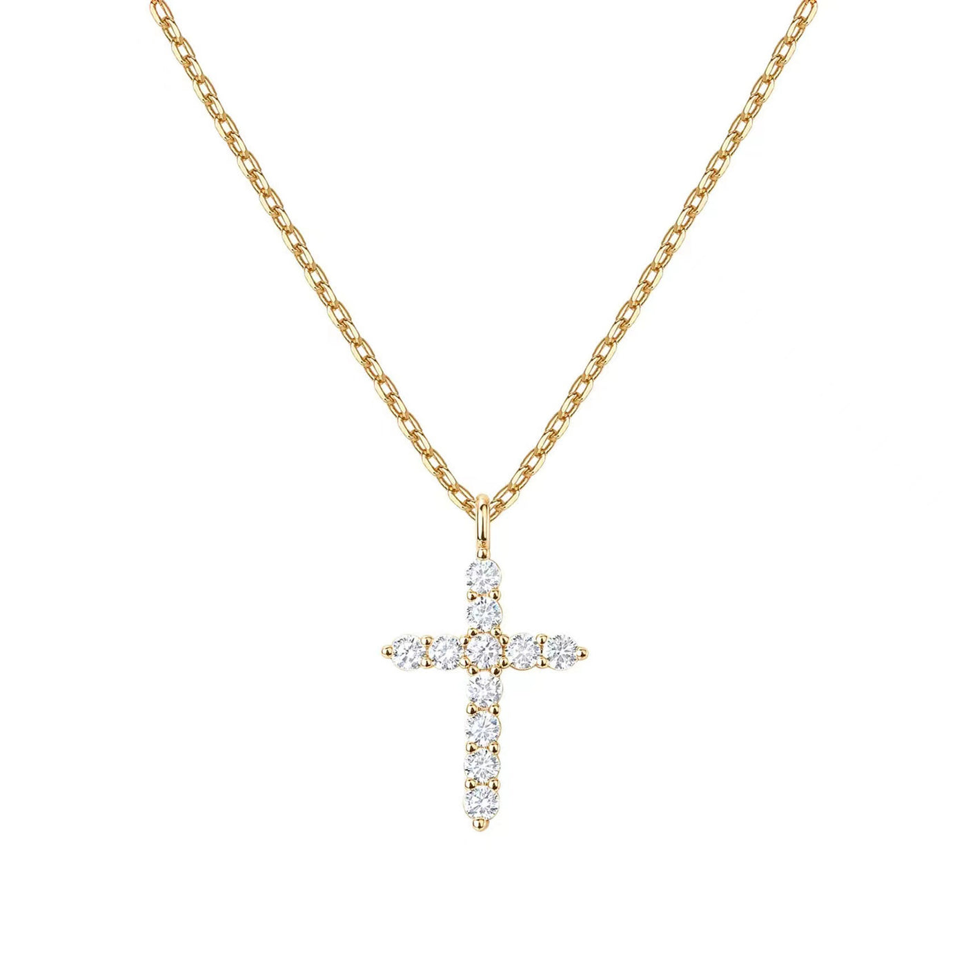 Hot New 925 Sterling Silver Necklace Cross Full Diamond Women's