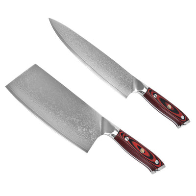 Damascus kitchen knife set chef's knife Handmade Damascus Chef set Handmade Knives Knife - Statnmore-7861