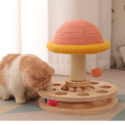 Solid Wood Turntable Cat Toy Sisal Grinding Claw Cat toy gift - Statnmore-7861