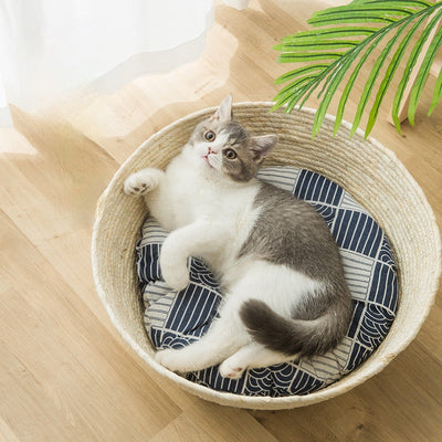 Cat Straw Bed Cat Furniture Handmade Cat Supplies - Statnmore-7861