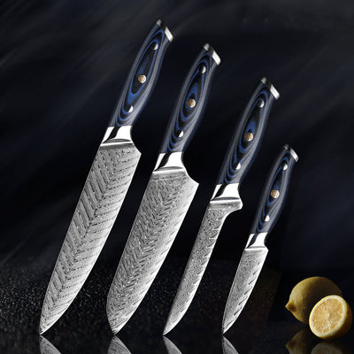 Damascus knife set kitchen stainless steel Handmade Damascus Knife Chef Set - Statnmore-7861