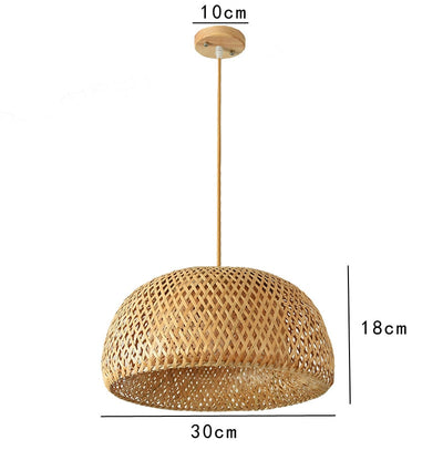 Chinese Hand Knitted Bamboo Pendant Lights Weaving Hanging Lamp Garden Restaurant Home Decor Lighting Fixtures - Statnmore-7861