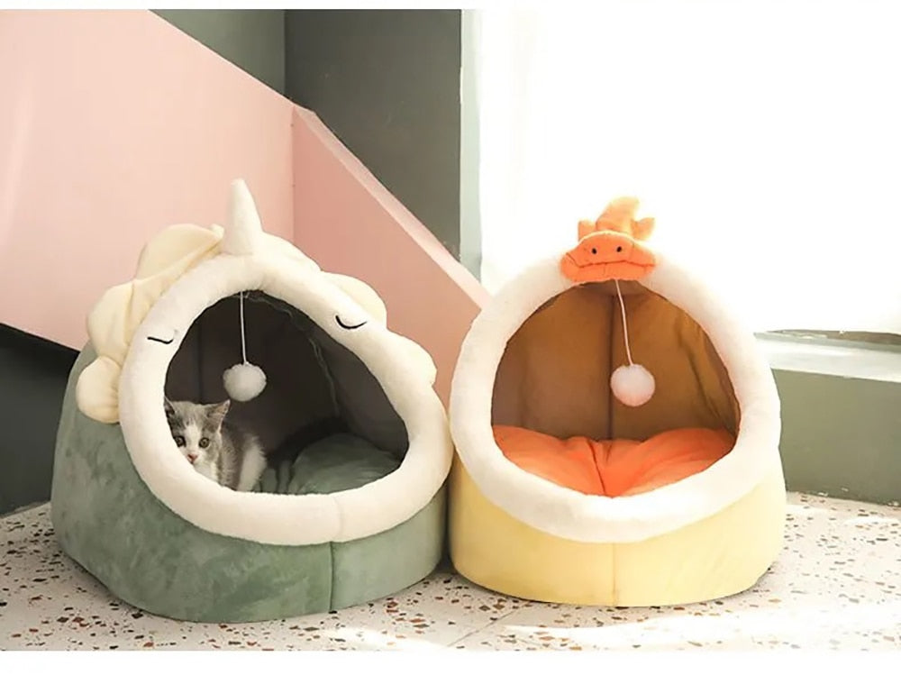 Sweet Cat Bed Warm Pet Basket Cozy Kitten Lounger Cushion Cat House Tent Very Soft Small Dog Mat Bag For Washable Cave Cats Beds - Statnmore-7861