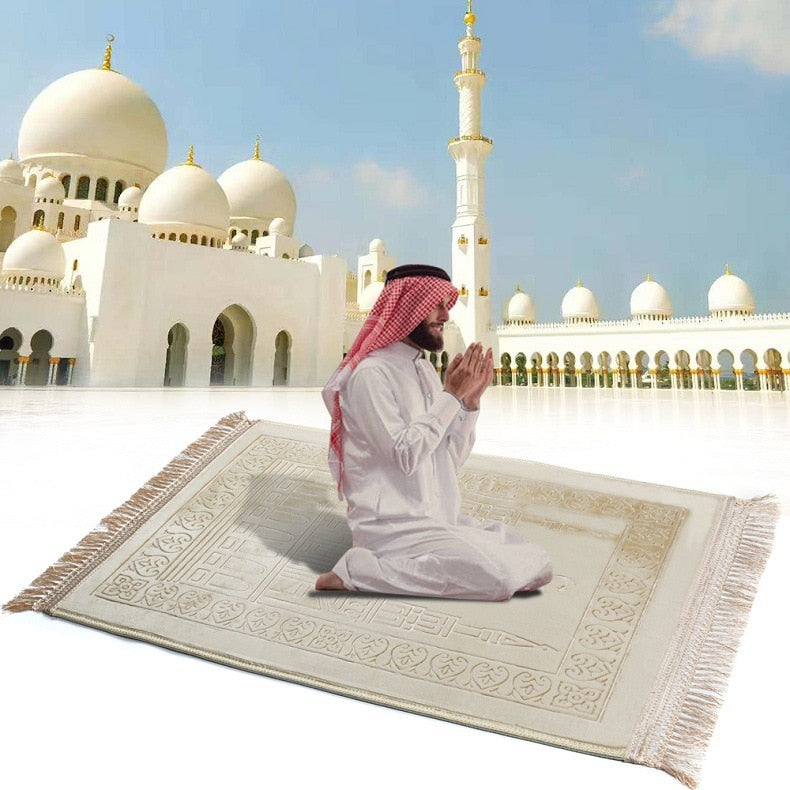 Thick Soft Muslim Islamic Prayer Mat Salat Musallah Prayer Rug tapis de priere islam Sajadah Praying Mats Rug Carpet  Hand Knitted Prayer - Statnmore-7861