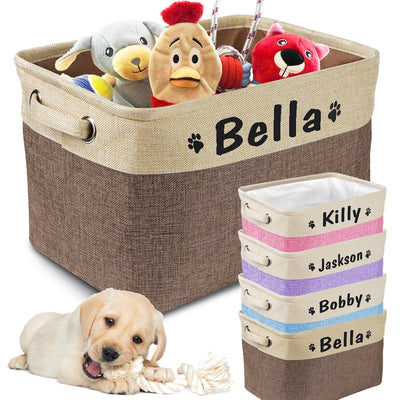 Personalized Pet Storage Box Free Custom Dog Storage Baskets For Dog Toys Clothes No Smell Free Print Dogs Name With Cute Paw - Statnmore-7861