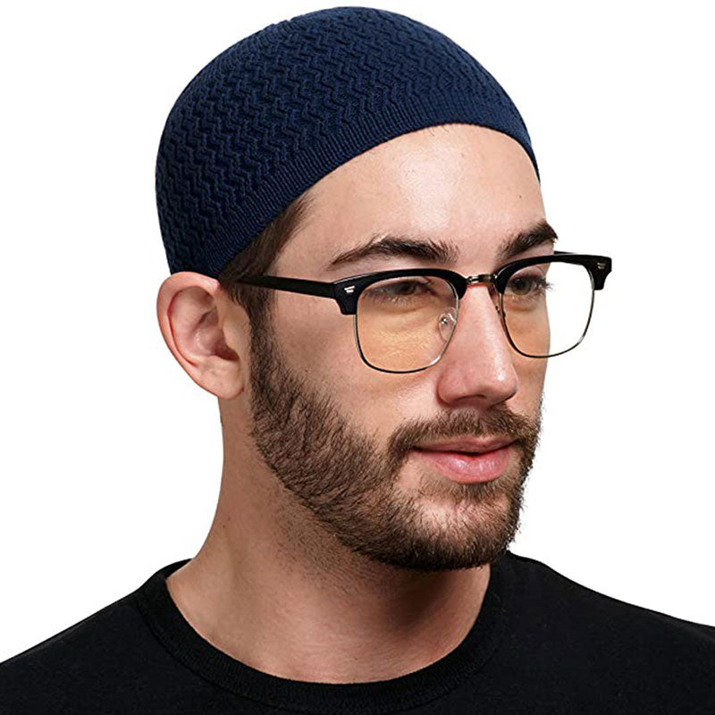 1pc Unisex Knitted Muslim Men Prayer Hats Male Beanies Cap Kippah Homme Hat Islamic Ramadan Jewish Warm Men's Wrap Head Cap - Statnmore-7861