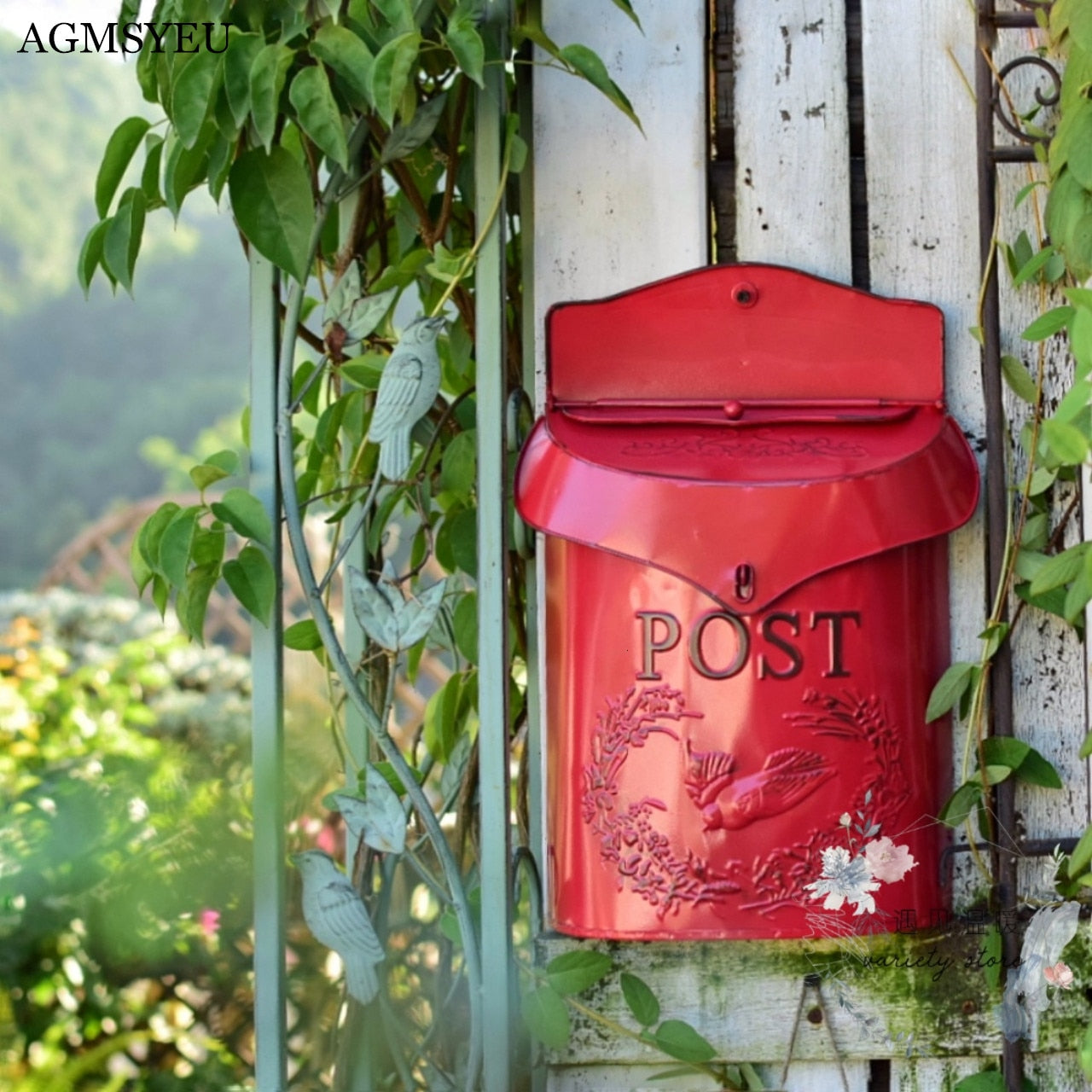 European style iron retro mailbox, sealed suggestion box, newspaper mailbox, Wedding Garden Decoration home mailbox post box Decroative Garden Item - Statnmore-7861