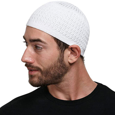 1pc Unisex Knitted Muslim Men Prayer Hats Male Beanies Cap Kippah Homme Hat Islamic Ramadan Jewish Warm Men's Wrap Head Cap - Statnmore-7861