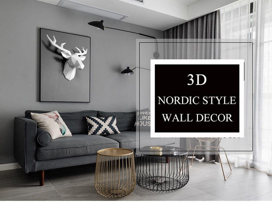 Wall Hanging Decoration,Animal Figurine,Living Room Wall Decor,Decorative Deer Sculpture,Home Interior Decoration - Statnmore-7861