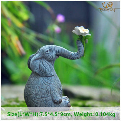 Everyday collection lucky elephant figurines fairy garden animal ornaments home decor tabletop decoration souvenir crafts - Statnmore-7861