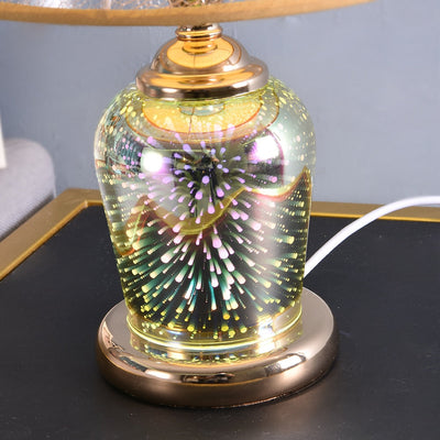 SeeingDays 3D Fireworks Glass Table Lamps For Bedroom Led Desk Lamp Golden and Silver Home Decor Up and Down Lighting Home Decor Handmade Decorative Item - Statnmore-7861