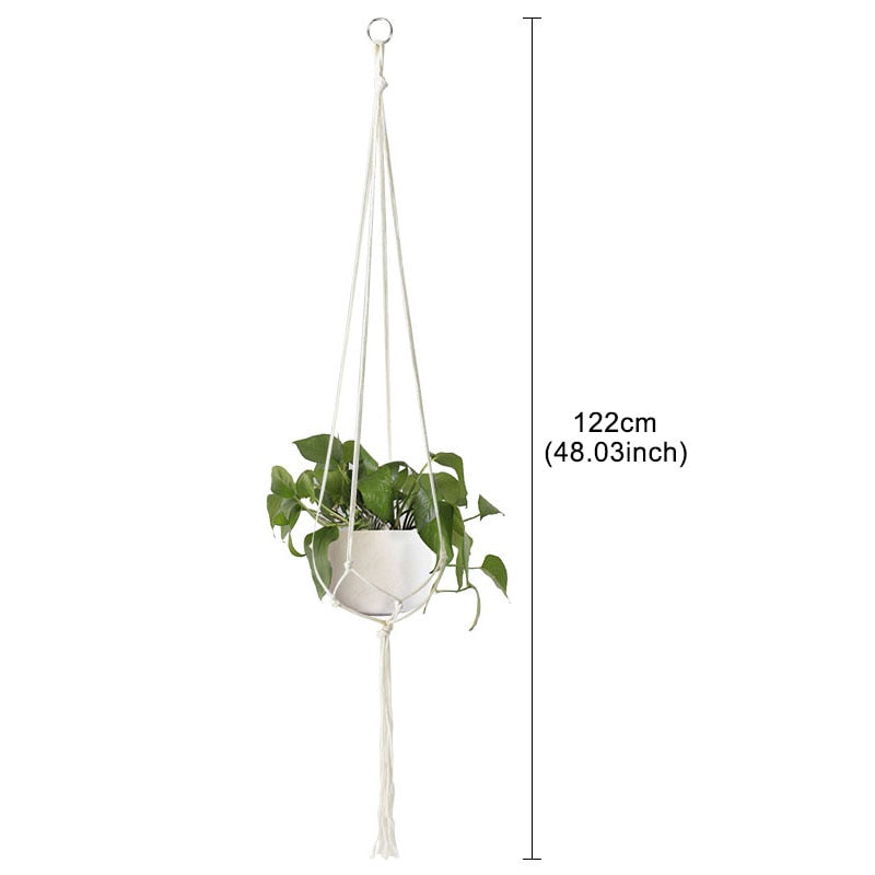 Handmade Plant Hanger Baskets Flower Pots Holder Balcony Hanging Decoration Knotted Lifting Rope Home Garden Supplies Hand Vowed - Statnmore-7861
