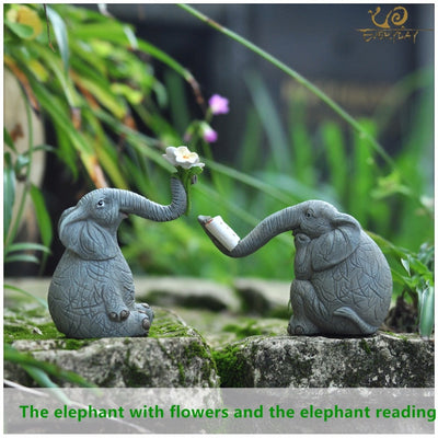 Everyday collection lucky elephant figurines fairy garden animal ornaments home decor tabletop decoration souvenir crafts - Statnmore-7861