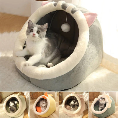 Sweet Cat Bed Warm Pet Basket Cozy Kitten Lounger Cushion Cat House Tent Very Soft Small Dog Mat Bag For Washable Cave Cats Beds - Statnmore-7861