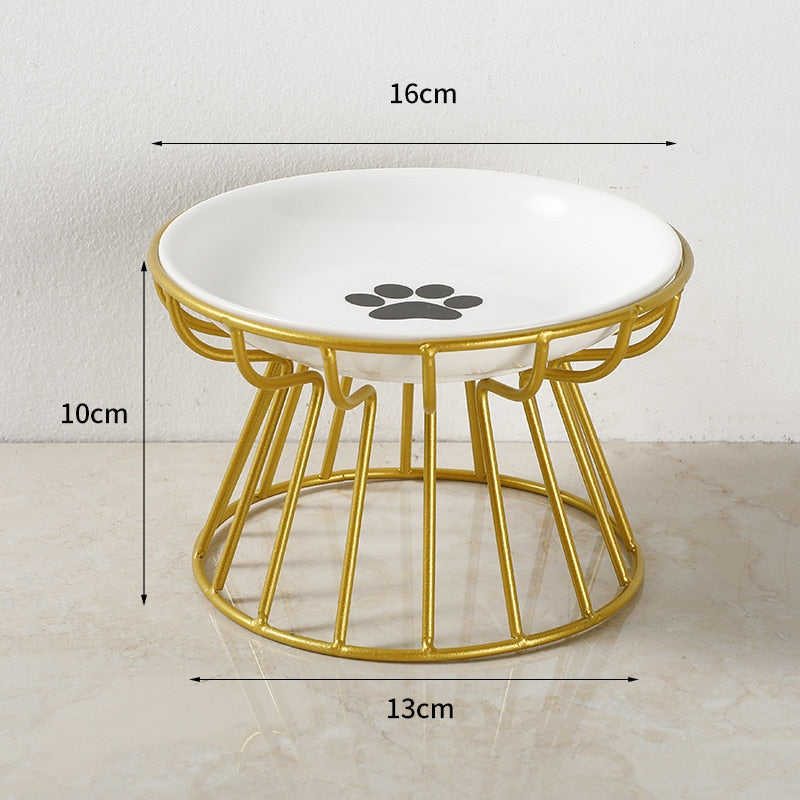 New Fashion High-end Pet Bowl Various Cartoon Paw Patterns Stainless Steel Shelf Ceramic Bowl Feeding for Dog and Cat Pet Feeder - Statnmore-7861