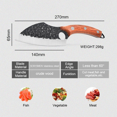 Chef Knife Forged Stainless Steel Kitchen Knives for Meat Bone Fish Vegetables Outdoor Camping Slicing Cleaver Butcher Knife Handmade Knives - Statnmore-7861