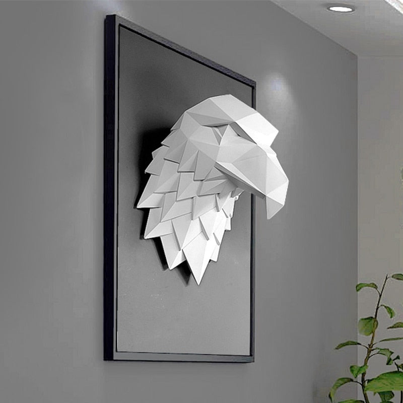 3D Wall Hanging Decoration Eagle Head Animal Figurines Living Room Wall Decor Decorative Sculpture Home Interior Decoration - Statnmore-7861