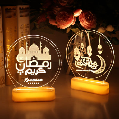 Round Moon light Eid Mubarak Decor Islam Ramadan Decoration Eid Gifts Islamic Muslim Party Decor Ramadan Eid Adha Decor for Home - Statnmore-7861